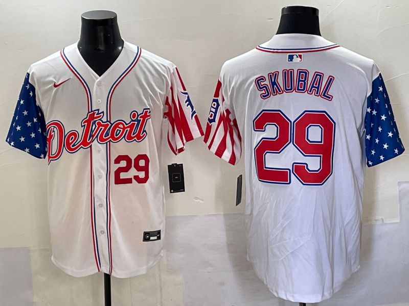 Men Detroit Tigers #29 Skubal White a generation of national flags Jointly Name 2025 Nike MLB Jersey style 2->detroit tigers->MLB Jersey